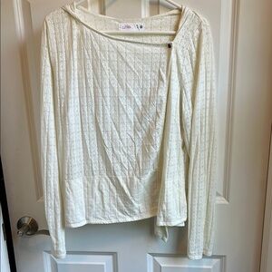 Lilka Hooded Off-White Textured Long Sleeve Top